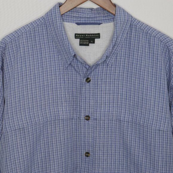 Royal Robbins Men's XL Blue Plaid Long Sleeve Button Up Fishing Shirt - Picture 2 of 9
